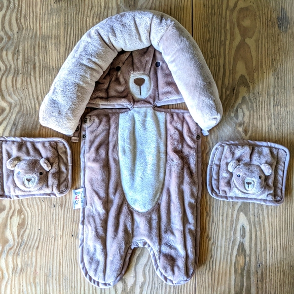 Travel Bug Bear 3-Piece Head Support & Strap Covers Car Seat, Stroller Bouncer - Picture 7 of 10